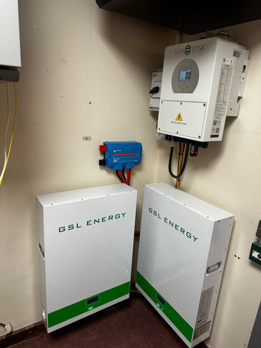 Sunsynk 5kW hybrid inverter installed with two GSL 10.24kWh Powerwall batteries